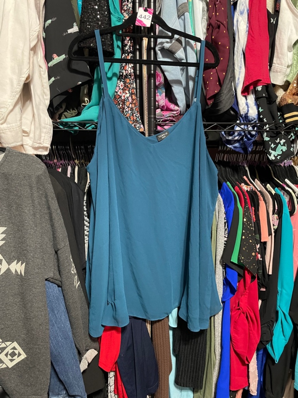 #442 size 4 torrid Sophie Teal V-Neck Spaghetti Strap Cami Top